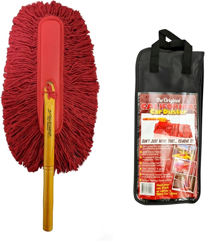 California Car Duster 62442 Standard Car Duster with Wooden HandleRed