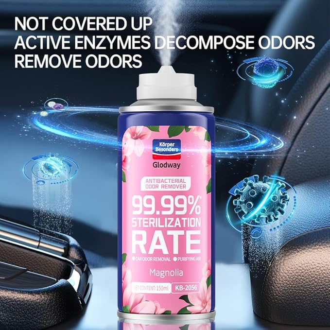 GLODWAY Car Air Freshener Spray Magnolia Scent 6 OZ Odor Eliminator4 Pack for Cars Trucks RVs Home