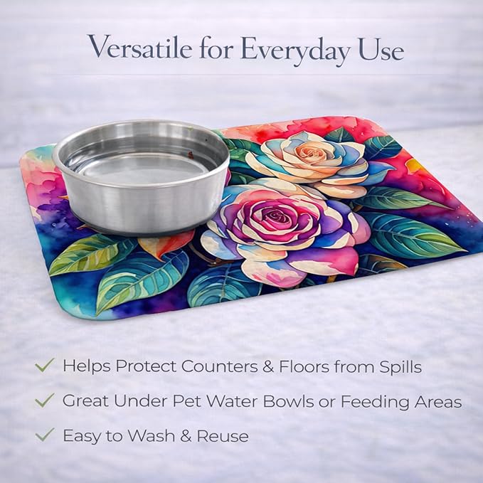 Caroline's Treasures DAC1434DDM Gardenias in Color Dish Drying Mat Absorbent Dish Drying Mat Pad for Kitchen Counter Dish Drainer Mat for Countertop 14 x 21 Multicolor