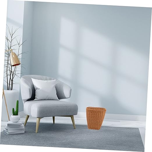 Trash Can Boho Style Woven Storage Basket Wastebasket for Bedroom Kitchen Office