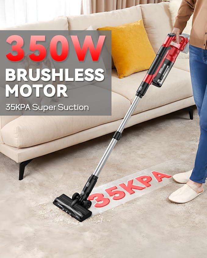 350W Cordless Vacuum Cleaner for Milwaukee M18 Battery 35kPa Brushless Lightweight Stick Vacuum with 3 Mode Suction 6 in 1 Stick Vacuum Cleaner with HEPA for Floor Carpet Car Battery Not Included