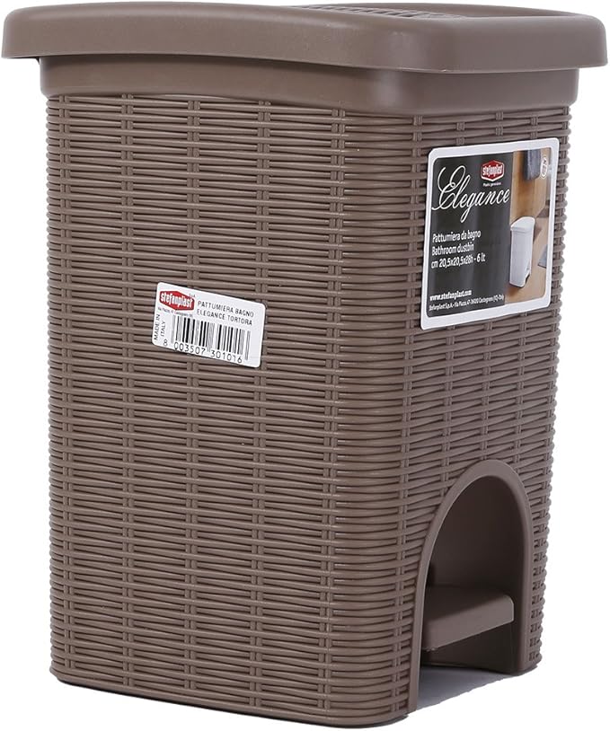 Stefanplast Elegance Bathroom Dustbin Dove Grey 20.5 x 20.5 x 28 cm