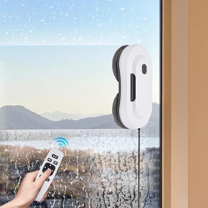 Window Cleaning Robot 2800Pa Suction Electric Glass Cleaner with Remote Control and Safety Rope Automatic Window Washer for Home Office