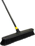 Quickie Cleaning Bulldozer 24-Inch Push Broom 60-Inch Steel Handle Smooth Surface Bristles with Scraper for Stuck on Mess Indoor/Outdoor Floors in Home/Garage/Basement/Driveway Use