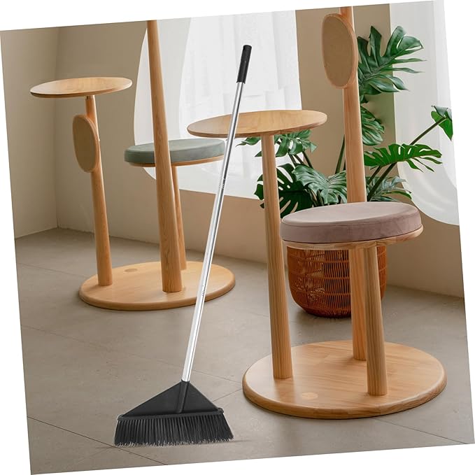 Baluue Stiff Bristle Broom for Home and Office Black Indoor Outdoor Sweeper Broom Long Handle Floor Cleaning Supplies