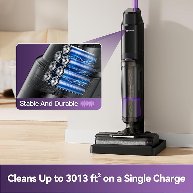 Redroad Wet Dry Vacuum Cleaner 16000Pa50Mins Runtime Cleaning Area 3013 ft²Cordless Vacuum Cleaner Cordless Vacuum and Mop All in Onefor Hard Floors Sticky Messes and Pet HairW15 Set