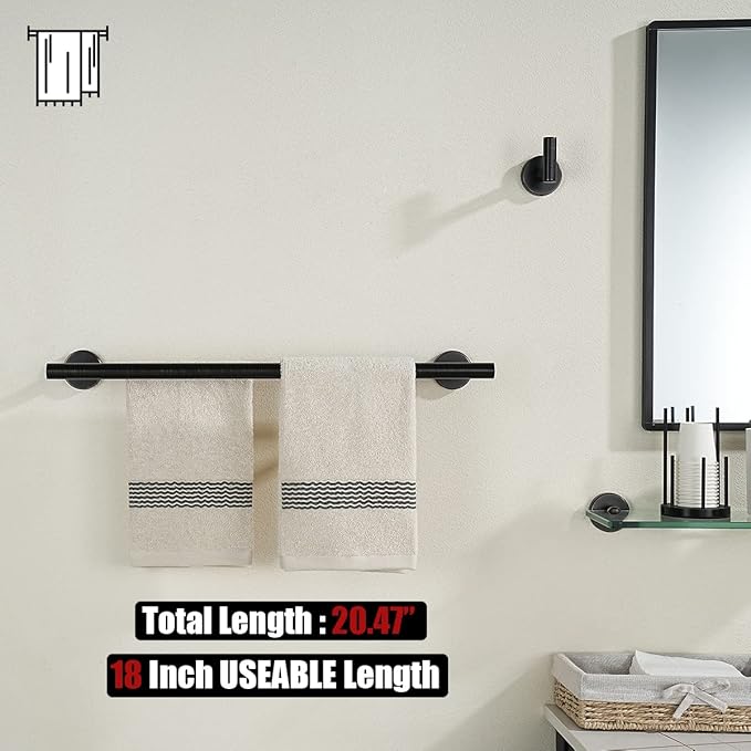 JQK Double Towel Bar Oil Rubbed Bronze 20.5 Inch 304 Stainless Steel Thicken 0.8mm Towel Rack Bathroom Towel Holder ORB Wall Mount Useable Length 18 Inch TB100L18-ORB