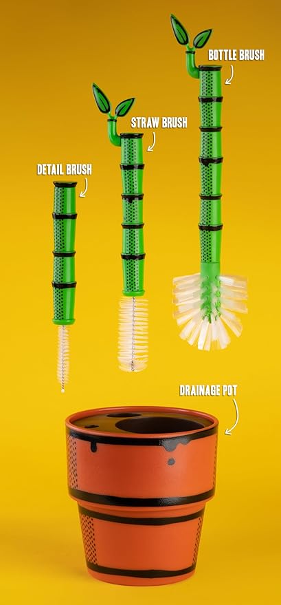 Every Day Objects Bambooya! – Bottle Brush Cleaning Set (3-Pack) | Bamboo-Handled Brushes for Bottles Mugs &amp Glassware