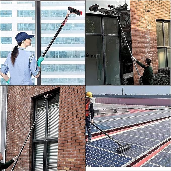 Window Cleaning Equipment Water Fed Pole Kit Extendable Window Cleaner Solar Panel Cleaner Kit 18-36ft Window Cleaning Pole Multi Purpose Water Spray Brus(5.4m/18FT)