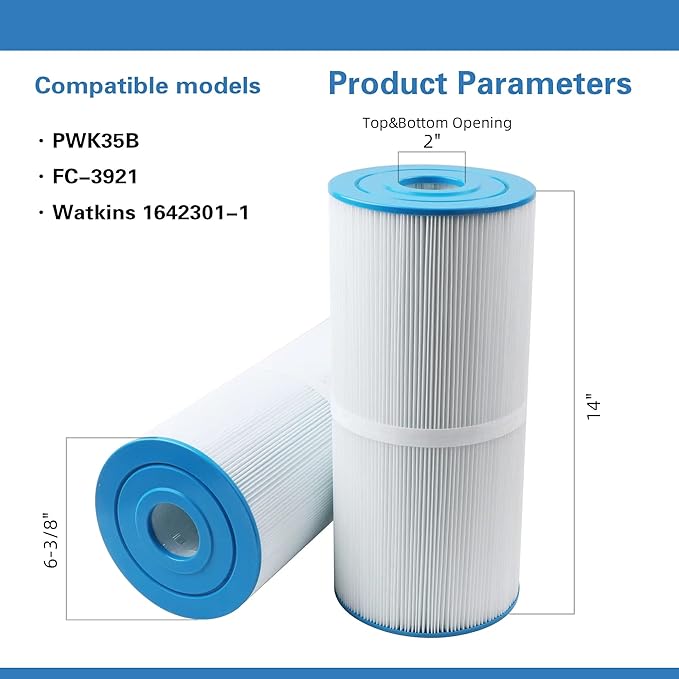 PWK35B Replaces Hot Springs Limelight Series Spa Filters Compatible with Watkins 1642301-1 78161 78286 Filbur FC-3921 Pleated Fabric Filter Media 2 Pack