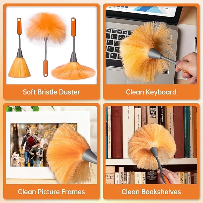 Ceiling Fan Cleaner Duster with 60 inch Extension Pole Dusters for Cleaning High Ceiling Fan Blades Dusters Kit with Storage Bag Cleaning Tools for Families (14pcs)
