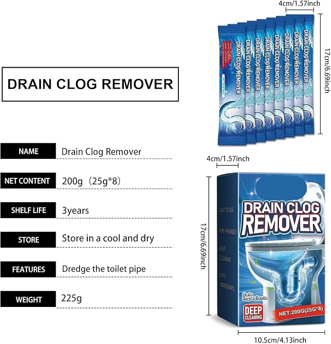 Toilet Drain Unblocker &amp Cleaner with Deodorizing and Fragrance - Removes Stubborn Dirt Limescale &amp Mineral Deposits Safe for All Toilet Surfaces(2PCS)