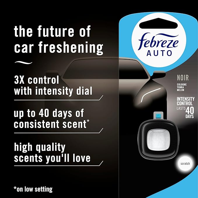 Febreze AUTO Air Freshener Odor-Fighting Automotive Vent Clip Noir Scent 8 Count