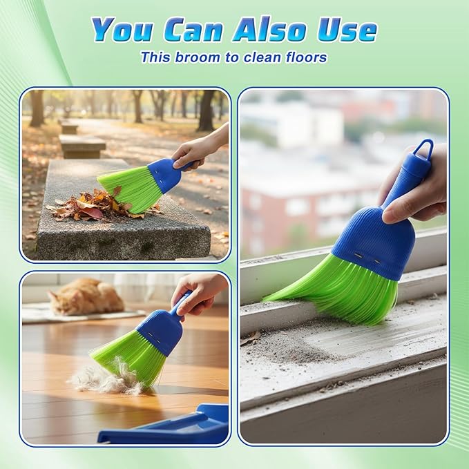 6 Pcs Soft Bristle Broom Poly Fiber Whisk Broom with Hang Hole Handheld Brush for Indoor Outdoor Cleaning Car Porch Floor Room &amp Deck Dust Dirt Remover Compact Easy Storage
