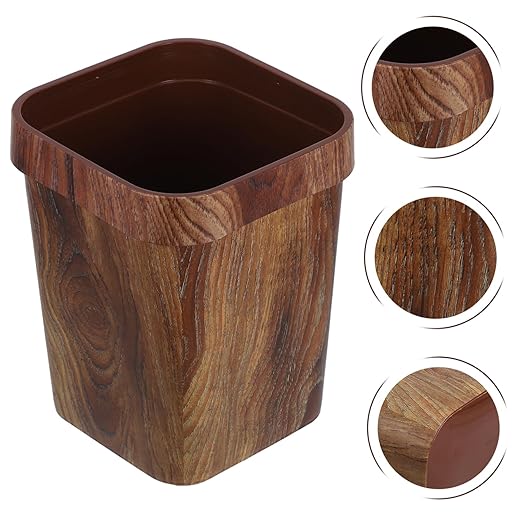 jojofuny Rustic Wood Grain Bathroom Trash Bin Medium Wastebasket for Home Office Outdoor Use Easy to Clean Maintain Elegant Design for Decor Styles