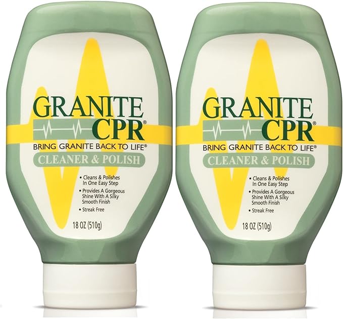 Granite CPR (Value 2-Pack of 18oz Bottles) – 2-in-1 Cleaner &amp Polish is Gentle Enough for Daily Use &amp Tough Enough to Restore Granite Marble &amp Stone to Its Original Luster