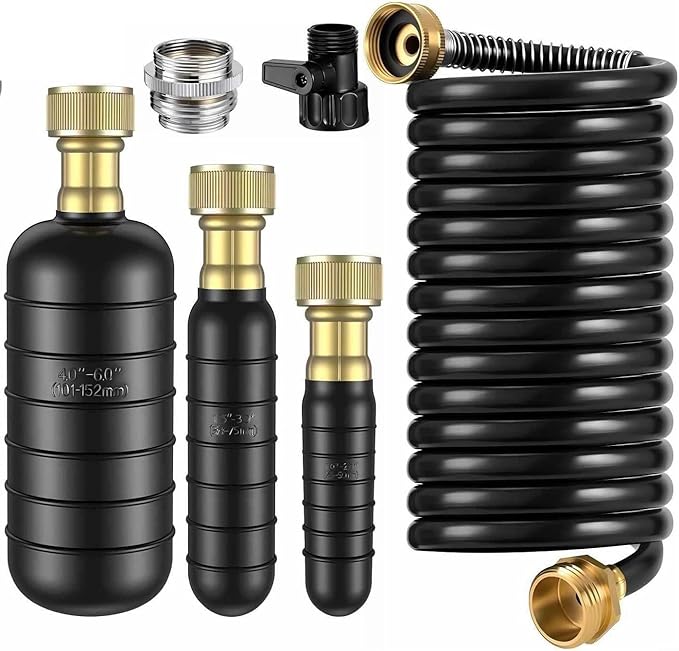 Drain Cleaning Bladder Set 3 Pieces Unblocks Tough Clogs High Pressure Water Stream for 1 to 6 Inch Pipes with 300cm Tube(black)