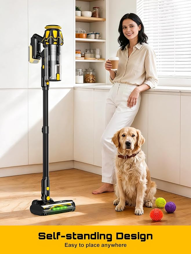 Cordless Vacuum Cleaner for DeWalt 20V Battery 45KPA 400W Vacuum Cleaners for Home Self-Standing Stick Vac w/LED Display Anti-Tangle Lightweight Vacuum for Carpet Floor Car(Battery Not Included)