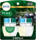 Febreze Odor-Fighting Fade Defy Plug in Air Freshener Refills Fall Scents Winter Luxe Limited Edition - (2) of 0.87 fl oz Refills (White Pine &amp Juniper Berry)