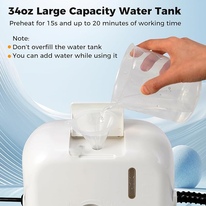 COSTWAY 1500W Portable Steam Cleaner Household Steamer with 34 oz/1 L Water Tank Multipurpose Pressurized Steam Cleaning Machine for Car Upholstery Kitchen Bathroom Grout &amp Tile White