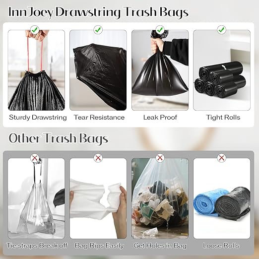 Small Bathroom Trash Can with Lid Press Top 2.8 Gallon Black Slim Plastic Garbage Can with Pop-Up Lid Mini Desktop Trash Can Toilet Brush Holder and 135 Count Various Size Trash Bags