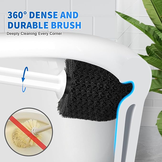 Toilet Plunger and Brush 2 Pack Bowl Brush and Heavy Duty Toilet Plunger Set with Ventilated Holder 2-in-1 Toilet Brush and Plunger Combo for 5.3-inch Toilet Drain Bathroom Cleaning