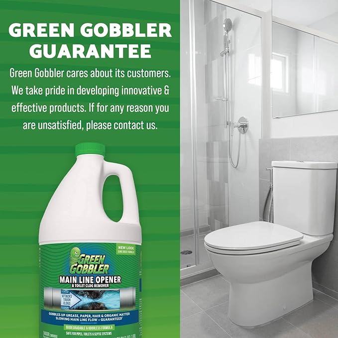 Green Gobbler Ultimate Main Drain Opener | Drain cleaner Hair Clog Remover | Works On Main Lines Sinks Tubs Toilets Showers Kitchen Sinks | 64 fl. oz.