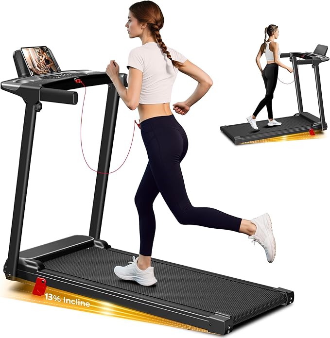 Portable Treadmill with Incline 3.0HP Walking Pad with Handle Bar 3-in-1 Foldable Treadmill for Home Office Small Space with Quiet Brushless 300 LBS Capacity