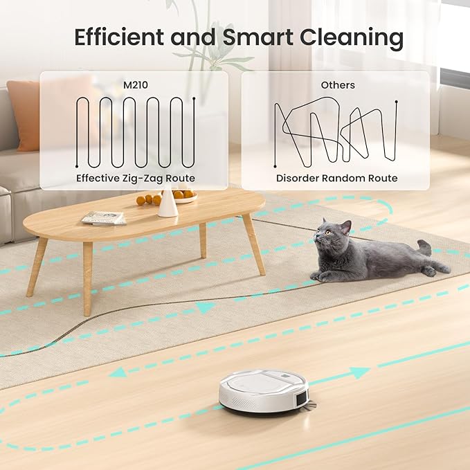 Lefant Robot Vacuum Cleaner Strong Suction 120 Mins Runtime Slim Low Noise Automatic Self-Charging Wi-Fi/App/Alexa Control Ideal for Pet Hair Hard Floor and Daily Cleaning M210
