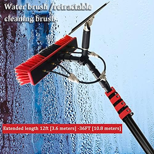 Glass Cleaning Brush Home Water Fed Telescopic Pole Kit Solar Panel Brush Rotating for Photovoltaic Panel30FT/9M Window Cleaning Pole Solar Panel Cleaning Kit with Brush Equipment for Windo