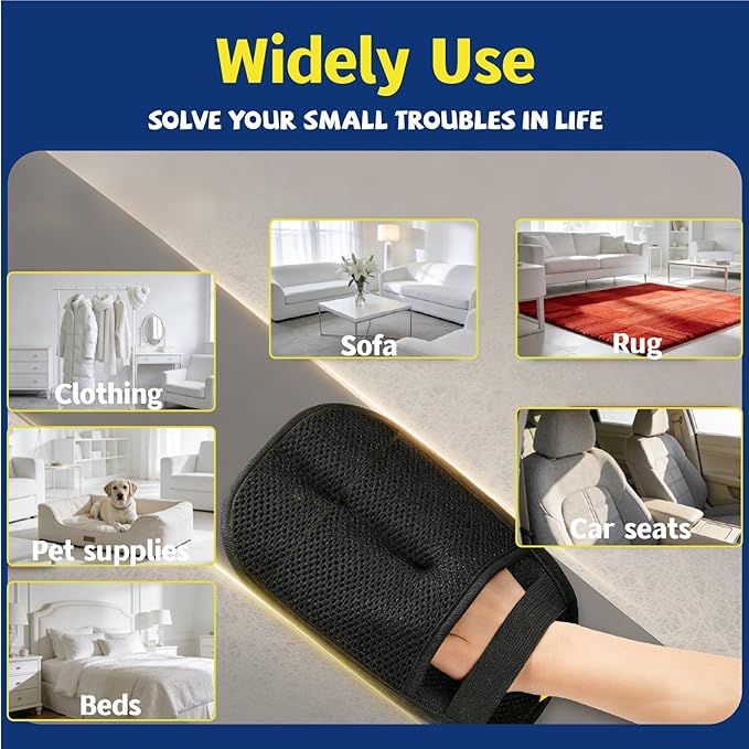 2026New 4-in-1 Pet Hair Removal Kit - Refillable Lint Roller + Self-Cleaning Deshedding Comb + Electrostatic Glove + Soft Rubber Bath Brush Multi-Surface Hair Remover for Cats/Dogs/Clothes/Yellow