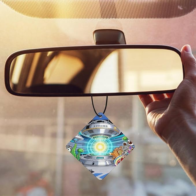 5PCS Car Air Freshener Hanging Personalized Double Sided UFO Base Car Fresheners Long Lasting New Cars Scents Cute Automotive Freshies for Closets Drawers (tea)