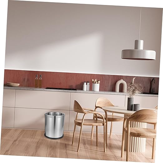 Trash Basket Stainless Steel Dustbin Office Wastebasket Kitchen Garbage Can