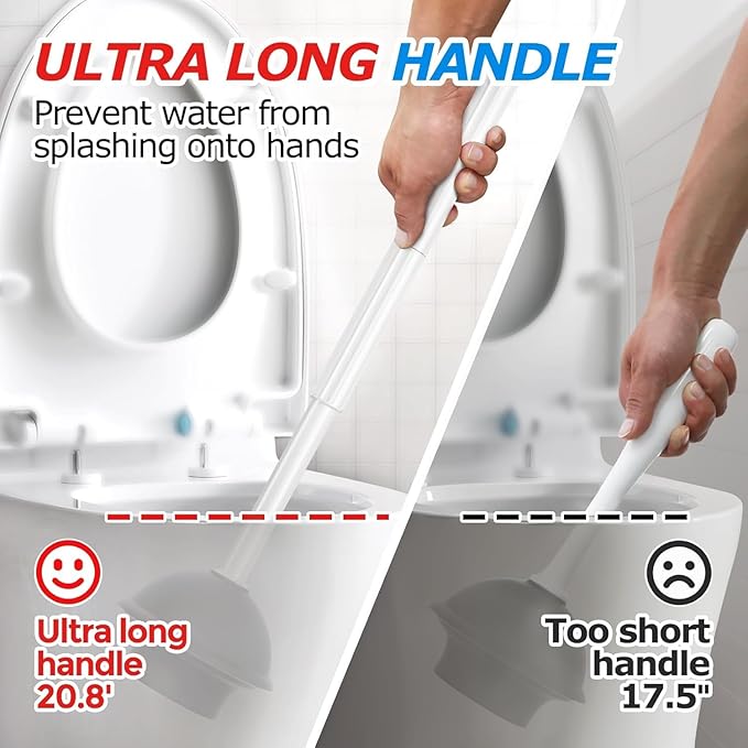 3Pack 2 in 1 Toilet Brush and Plunger Set Extended Handle PlungerToilet Bowl Brush Plunger SetBathroom Cleaning ToolsToilet Brush Plunger ComboCleaning BrushCleaning Supplies White