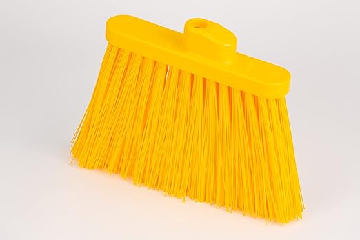 SPARTA 41083EC04 Plastic Color Coded Broom Unflagged Bristles Long Broom With Angled Head For Small Debris Cleaning 56 Inches Yellow (Pack of 12)