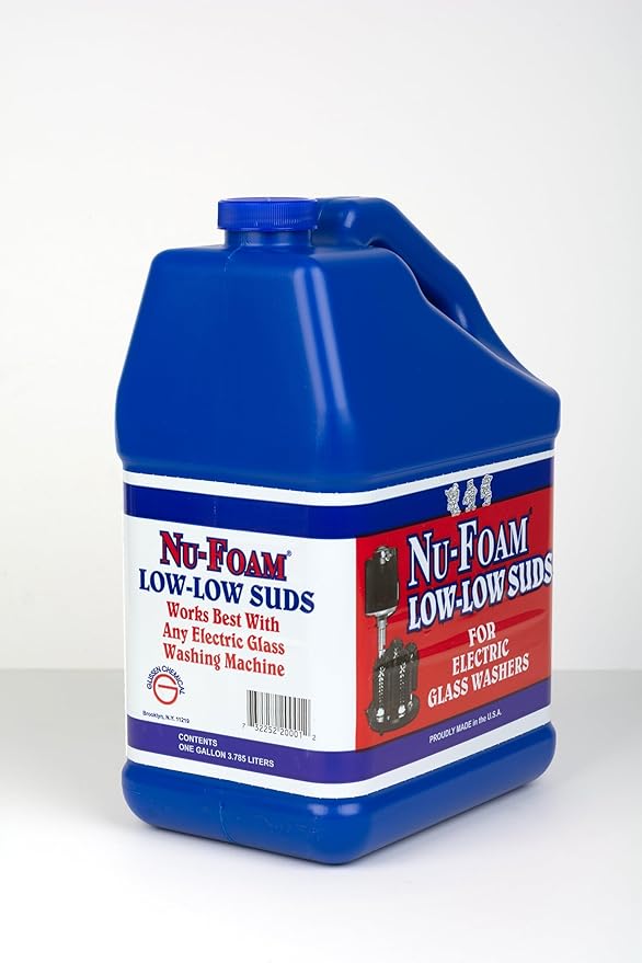 Nu-Foam Low Low Suds Liquid Detergent for Bar Glassware - Original Streak-Free Solution - Hand Washing Bar Tavern Brewery Supplies - Concentrated - 1 Gallon (Pack of 1)