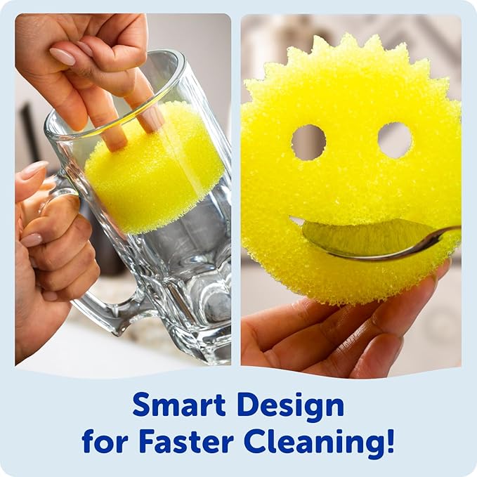 Scrub Daddy 6 Kitchen Sponges &amp 1 Daddy Caddy Dish Sponge Holder - BPA Free &amp Made with Polymer Foam - Stain &amp Odor Resistant Scratch-Free Multipurpose Scrubbers