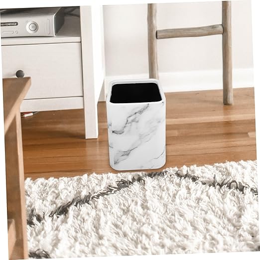 OUNONA Marble Wastebasket Double Layer Trash Can Without Lid for Kitchen and Bathroom Decorative Trash Bin for Home Office Sleek Design