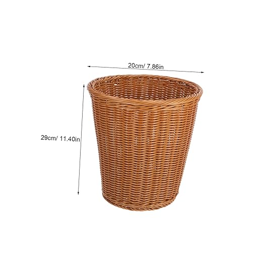 Cabilock 1Pc Woven Rattan Trash Can Decorative Wastebasket for Home Office Chic No Lid Storage Container Multi Functional Rattan Style Garbage Bin Practical Elegant Decor