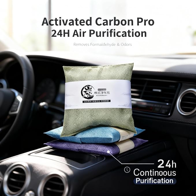 500g Activated Charcoal Air Purifying Bag Natural Odor AbsorberNatural Smell Deodorizer Car Air Freshener Bag Car Air Odor Remover Absorbers for Car Home Bedroom Closet (Green5Pcs)