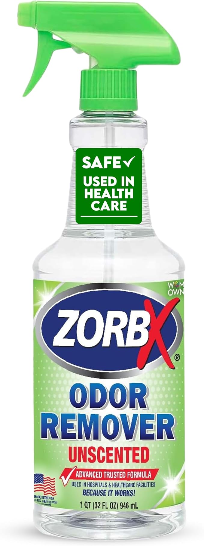 ZORBX Unscented Odor Remover Spray 32 oz - Perfect Solution for Strong Odor - Advanced Trusted Formula &amp Fast-Acting Odor Eliminator for Dog Cat Puppy