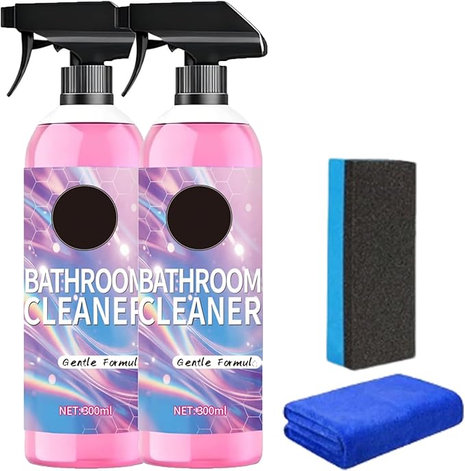 Bathroom Cleaner Powerful Pink Bathroom Cleaner Spray Bathrooms Descaler Foam Cleaners for Sink Tub Floor Tile Gentle Formula (2Pcs)