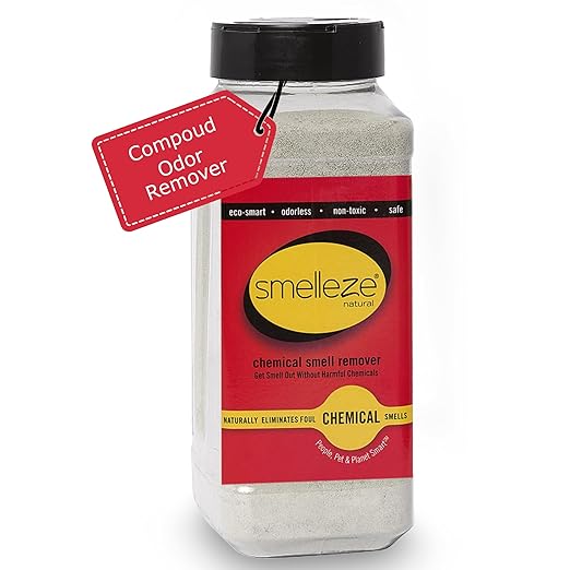 SMELLEZE Natural Chemical Odor Eliminator Powder Chemical Smell Remover for Houses Furniture Cars Offices &amp Businesses 2 lb. Powder