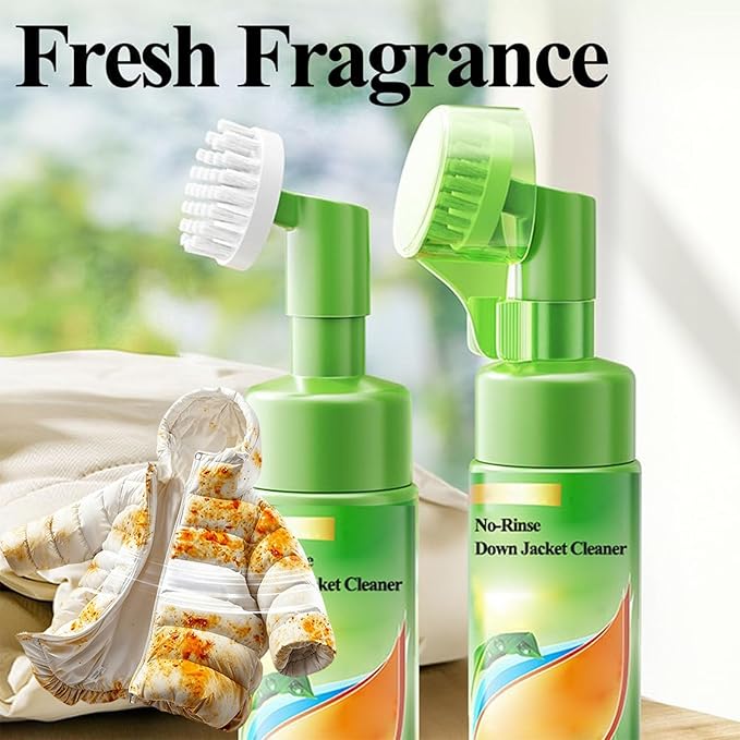 No-Rinse Down Jacket Cleaner with BrushDry Foam Cleaner for ClothesWash-Free Dry Foam Spray Stain Remover for Coats Puffer Jackets Outdoor Ski &amp Travel (1 M)