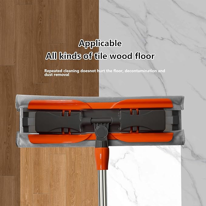 57-inch Microfiber Flat Mop with Stainless Steel Telescopic Handle and 4 Washable Mop Pads for Wet and Dry Cleaning of Hardwood Tile Laminate and Vinyl Floors Scratch-Resistant Professional Mops