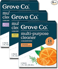 Grove Co. Multi-Purpose Cleaner Refill Concentrate (6 x 1 Fl Oz) Plant-based Household Cleaning Supplies Ammonia &amp Chlorine Free No Plastic Waste 3 Scent Variety Pack Total 3 x 2 Pack Refills