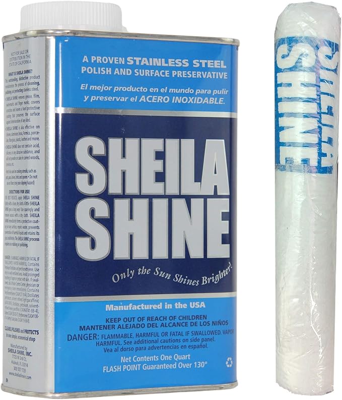 Sheila Shine 1 Quart Stainless Steel Cleaner and Polish w/Microfiber Cloth - Cleans Polishes &amp Protects Kitchen Appliances Refrigerators Sinks Ovens &amp Grills - Streak Free Stainless Sink C