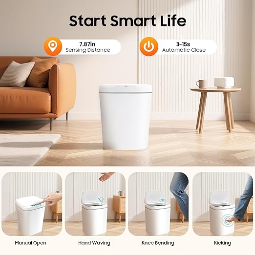 4Gal/16L Intelligent Sensor Trash Can Waste Bin Sensor Trash Can Automatic Wastebasket for Home Office Apartment Kitchen Hotel