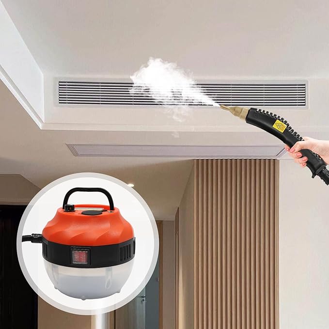 1600W Steam Cleaner with 6-Gear Adjustable Steam 0.35Gal Water Tank and Multiple Brushes for Home Cleaning of Floors Kitchens and Upholstery