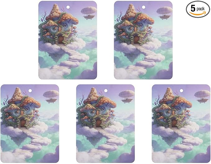 5PCS Car Air Freshener Hanging Personalized Double Sided Sky Shroom Hut Car Fresheners Long Lasting New Cars Scents Cute Automotive Freshies for Closets Drawers (tea)